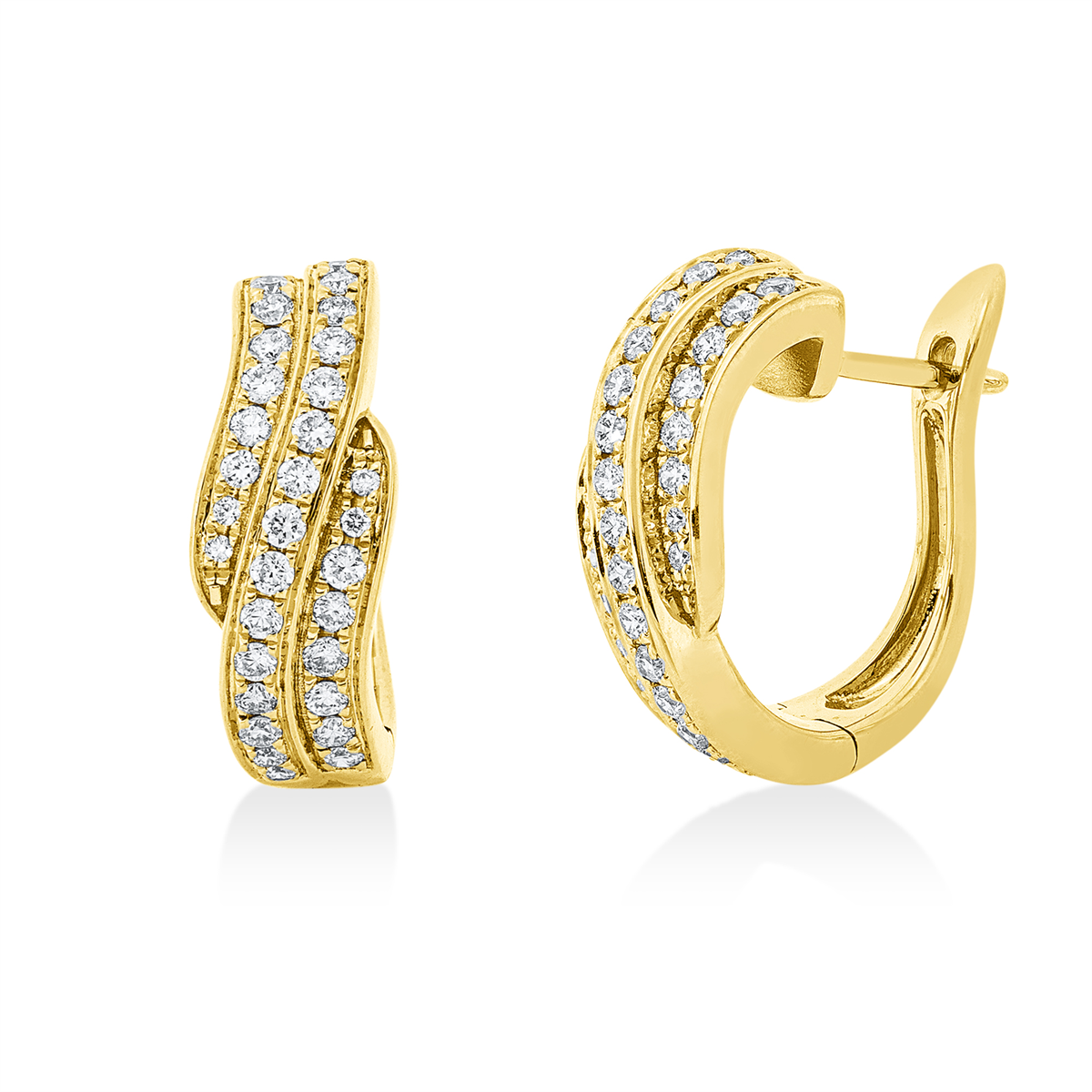 diamond full cut  modern woman earrings in yellow gold