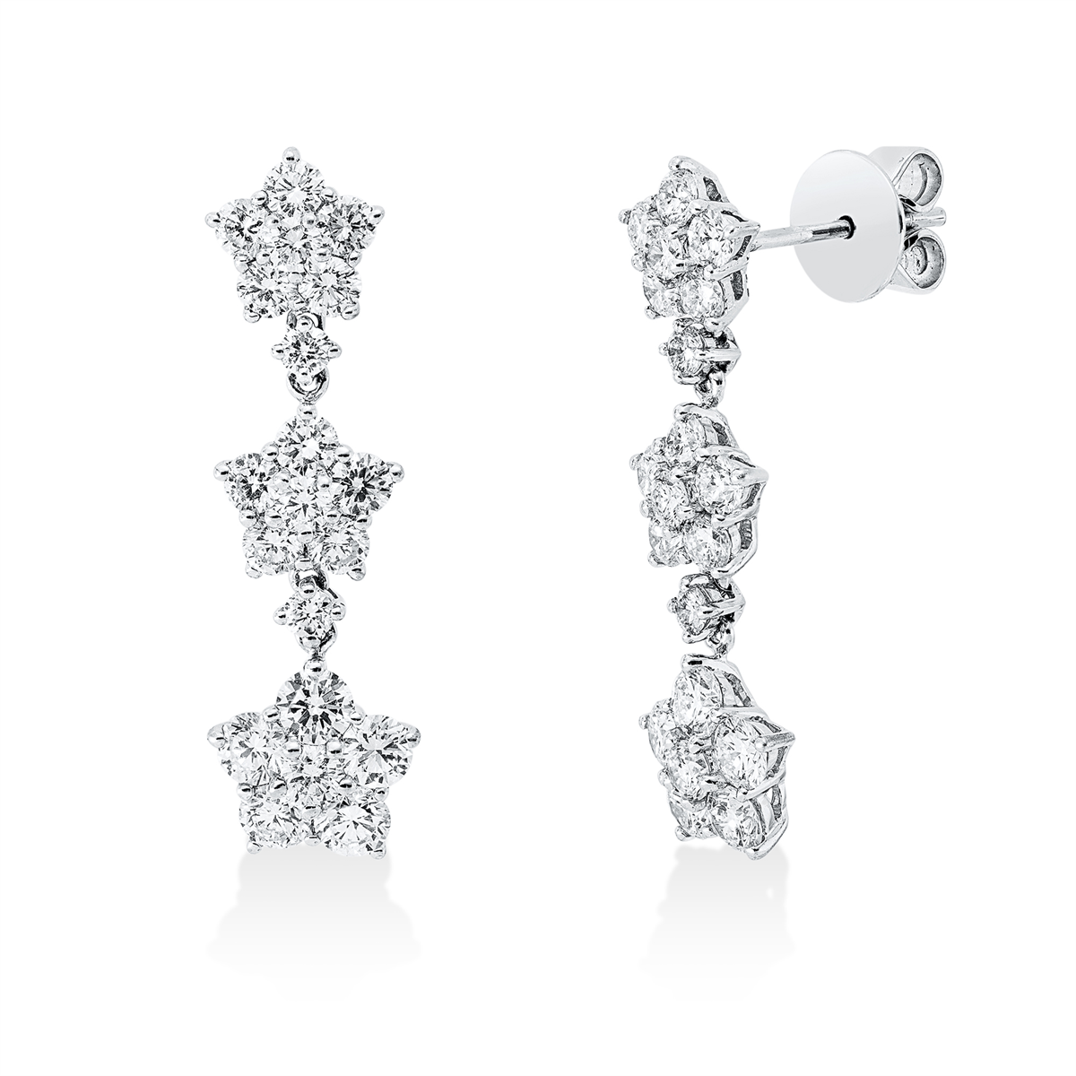 diamond full cut  multi-stone earrings in white gold