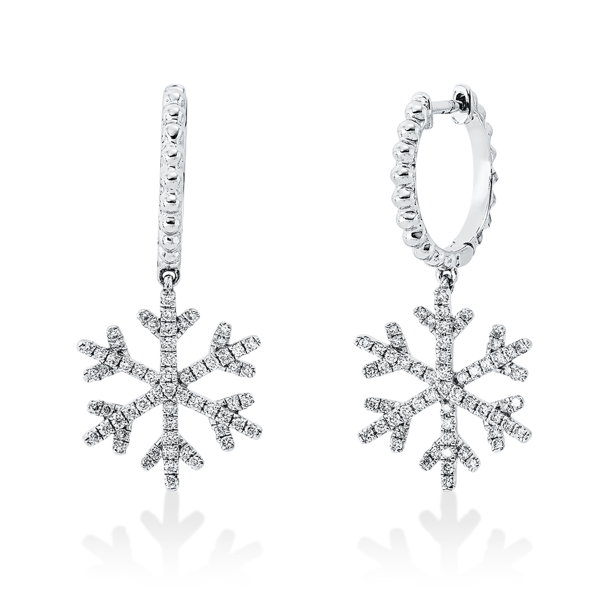 diamond full cut  symbol earrings in white gold