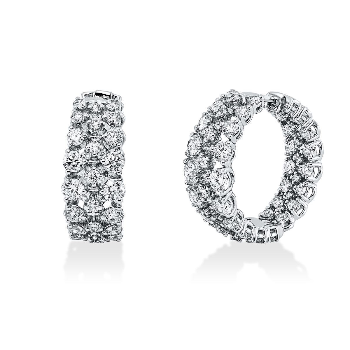 diamond full cut  exclusive hoops & huggies in white gold