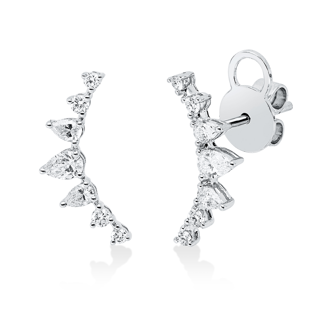 pear shape  modern woman studs in white gold