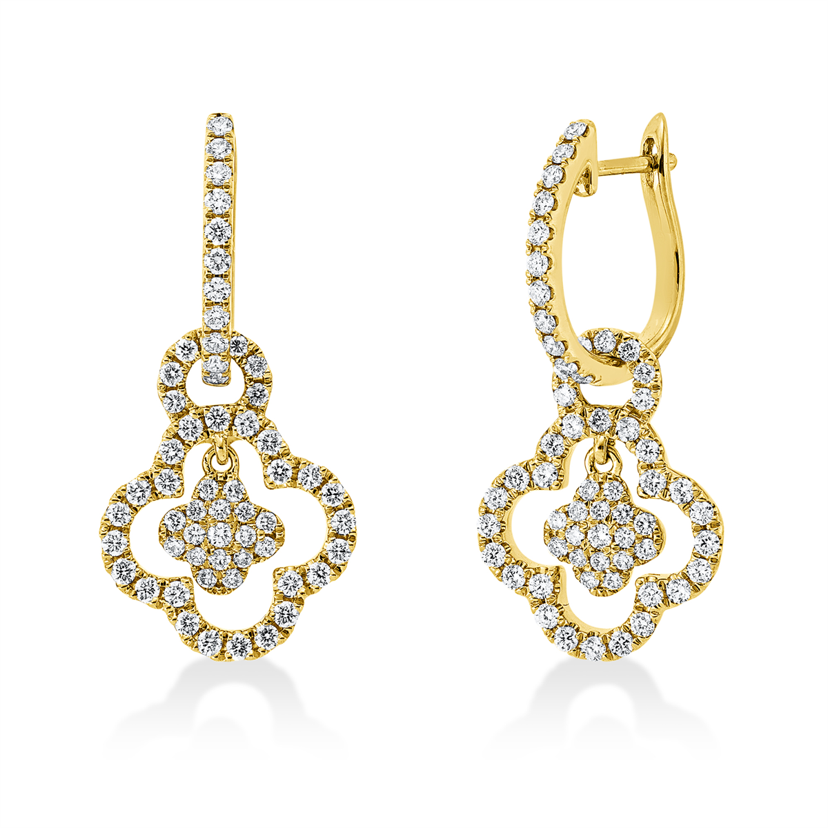 diamond full cut  modern woman earrings in yellow gold