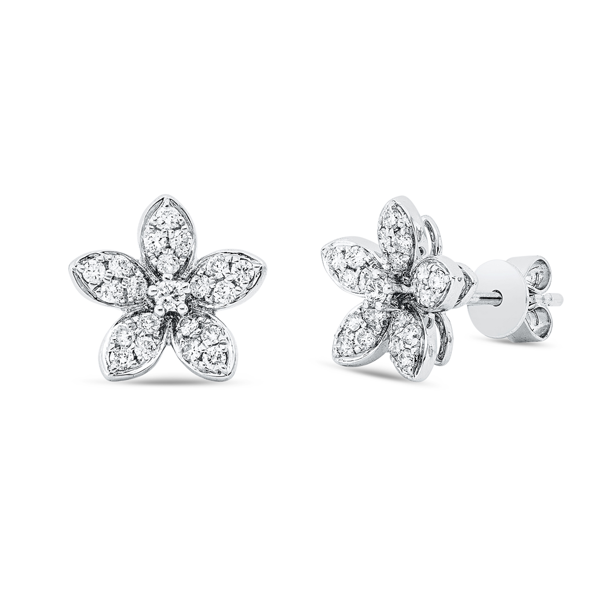 diamond full cut  modern woman studs in white gold