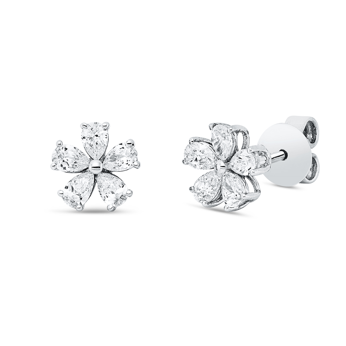 pear shape  modern woman studs in white gold
