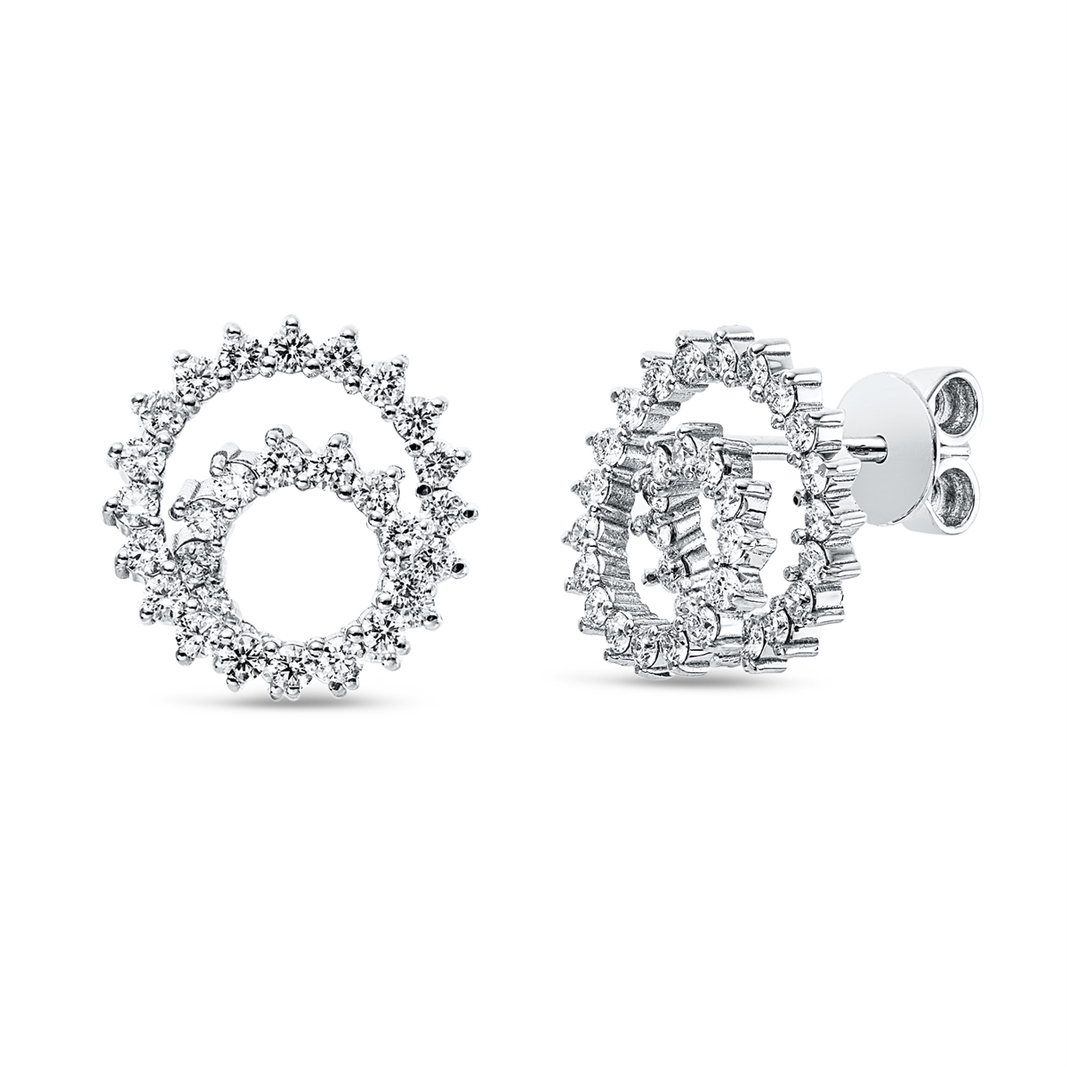 diamond full cut  modern woman studs in white gold