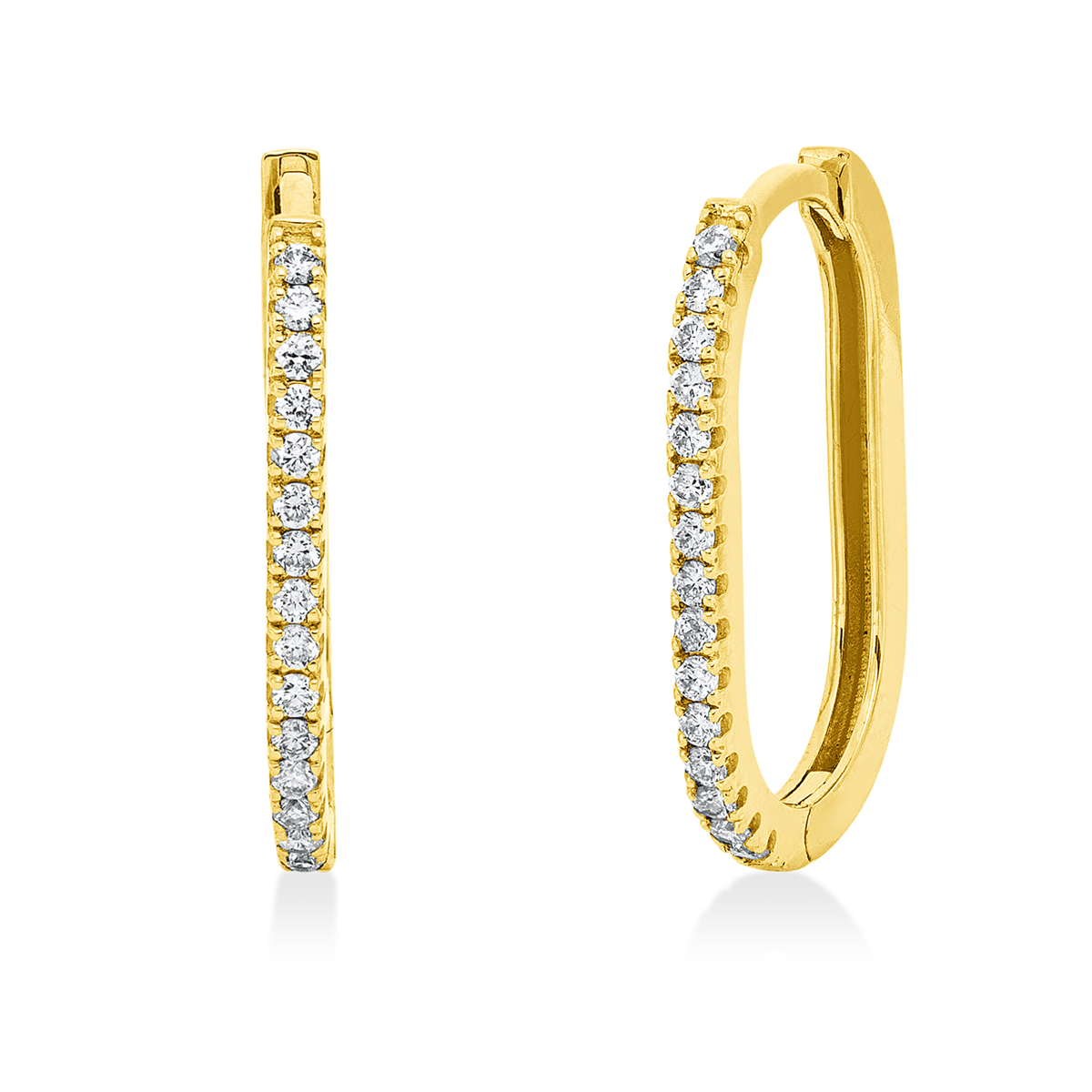 diamond full cut  modern woman hoops & huggies in yellow gold