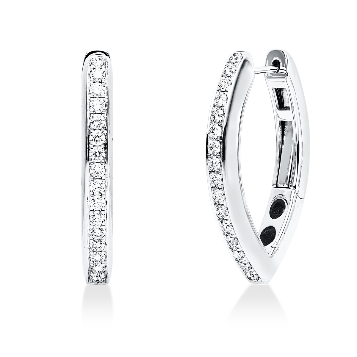 diamond full cut  modern woman hoops & huggies in white gold