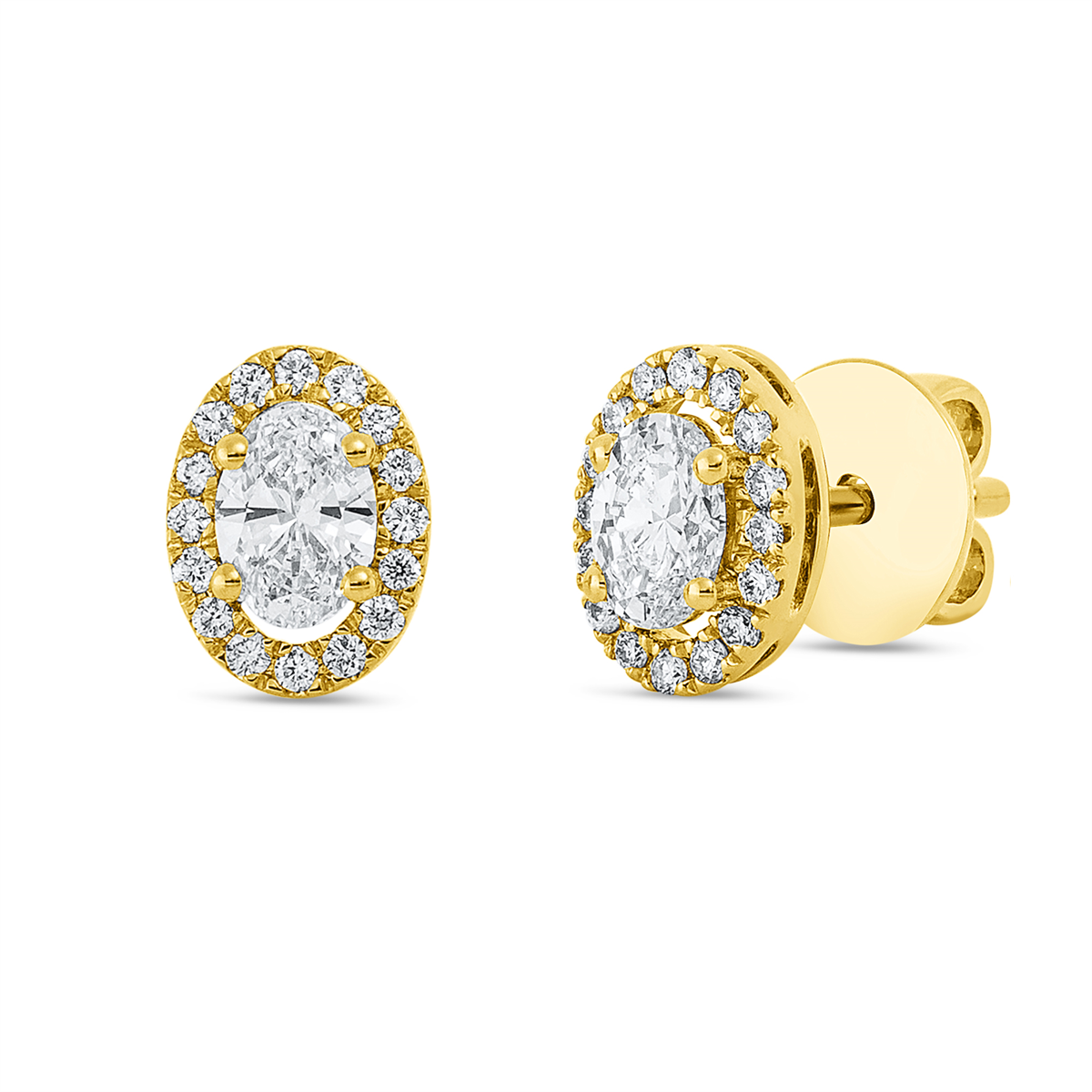 diamond full cut  illusion classic studs in yellow gold