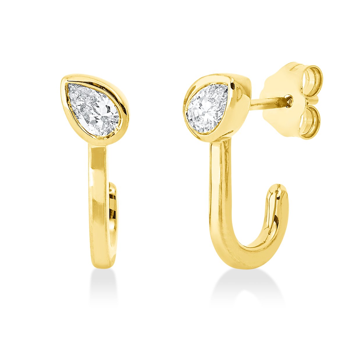 pear shape  modern woman earrings in yellow gold