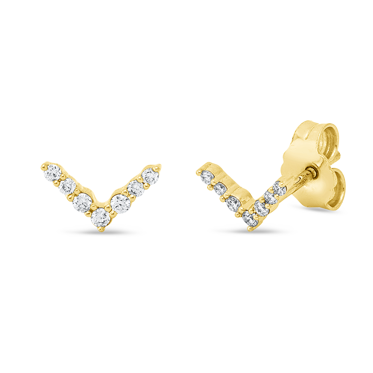 diamond full cut  modern woman studs in yellow gold
