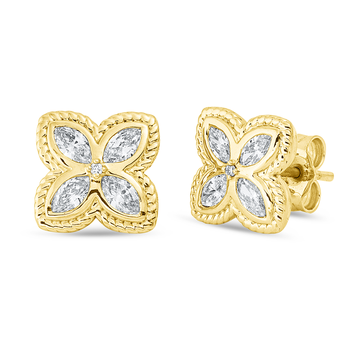 diamond full cut  modern woman studs in yellow gold