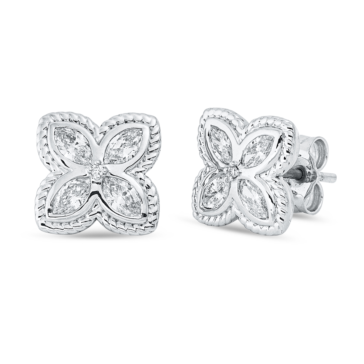 diamond full cut  modern woman studs in white gold