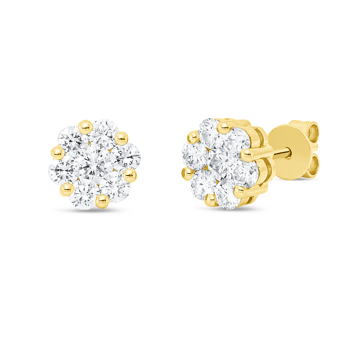 diamond full cut  illusion classic studs in yellow gold