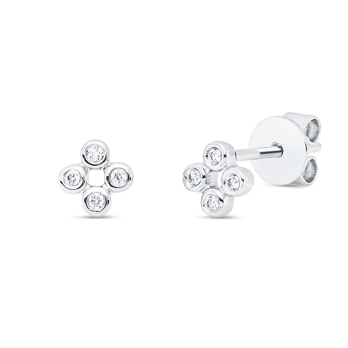 diamond full cut  modern woman studs in white gold