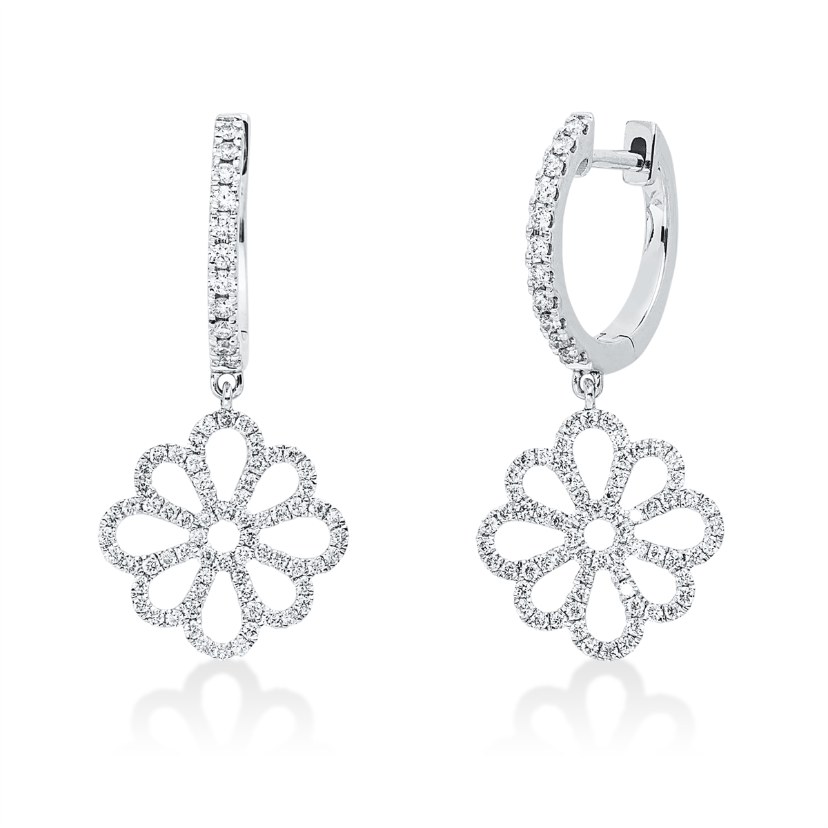 diamond full cut  modern woman earrings in white gold