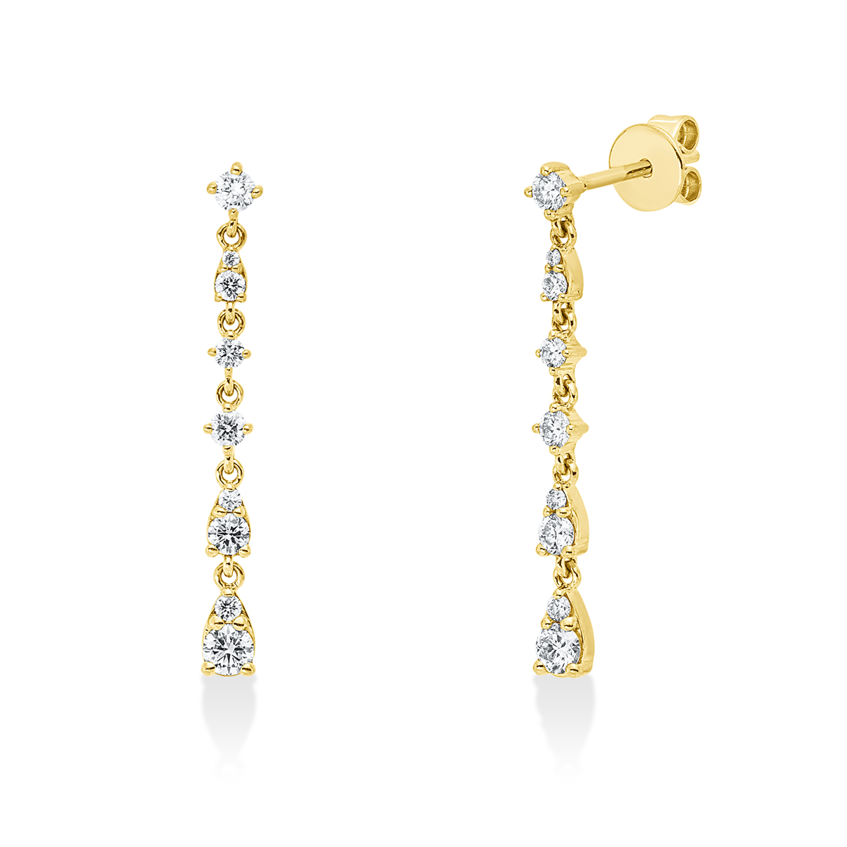 diamond full cut  modern woman earrings in yellow gold