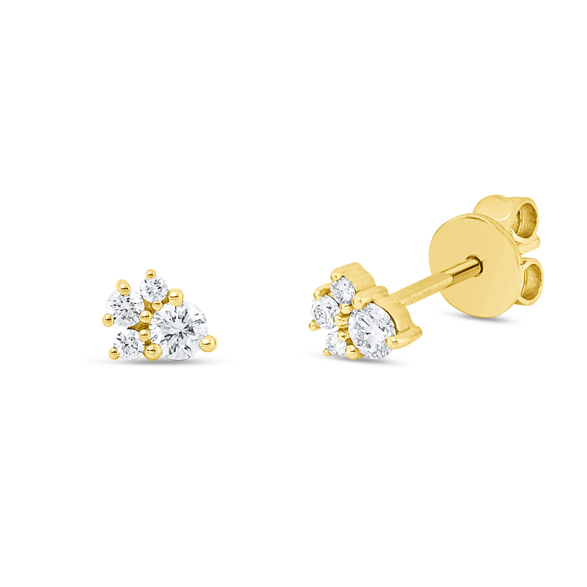diamond full cut  modern woman studs in yellow gold