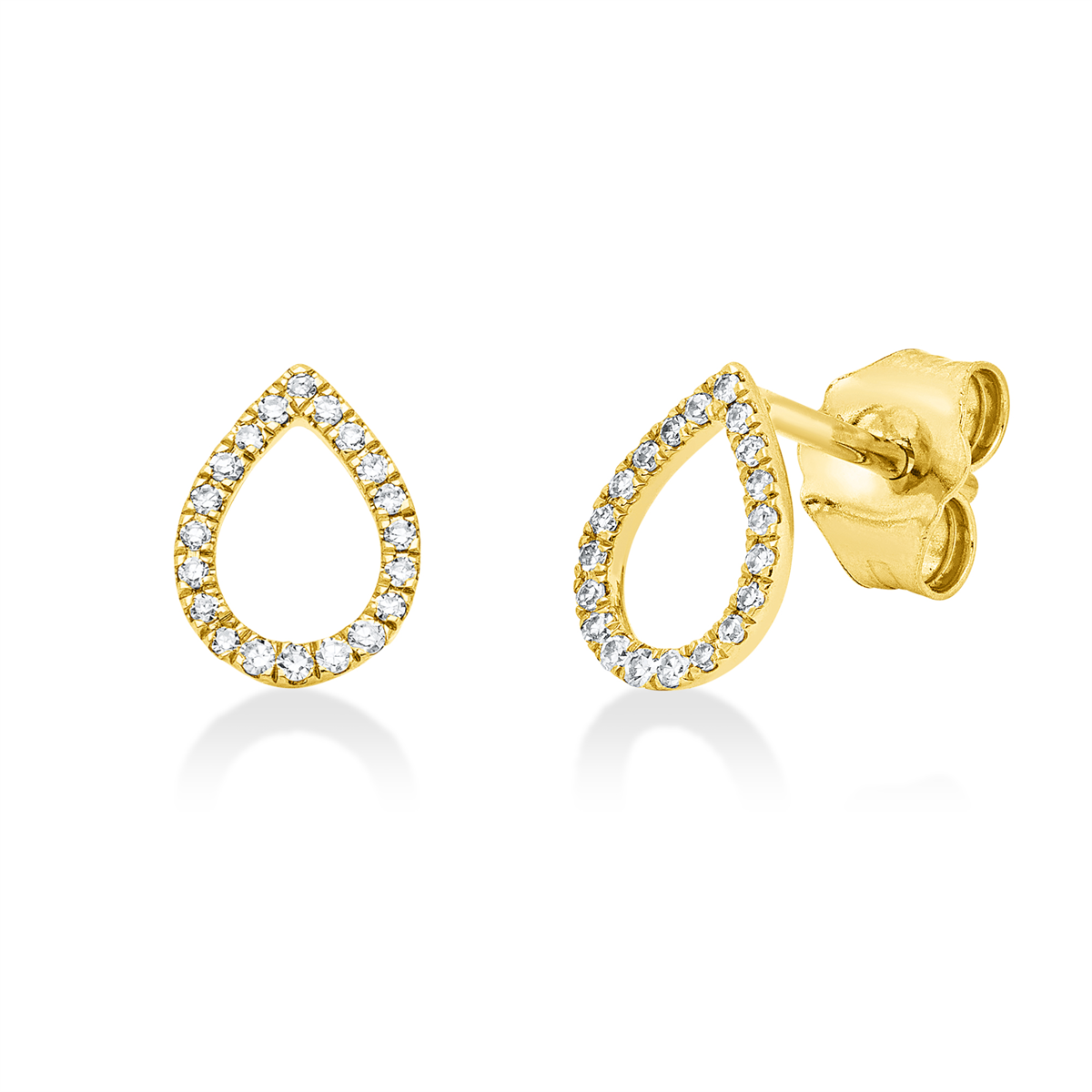 diamond single cut  modern woman studs in yellow gold