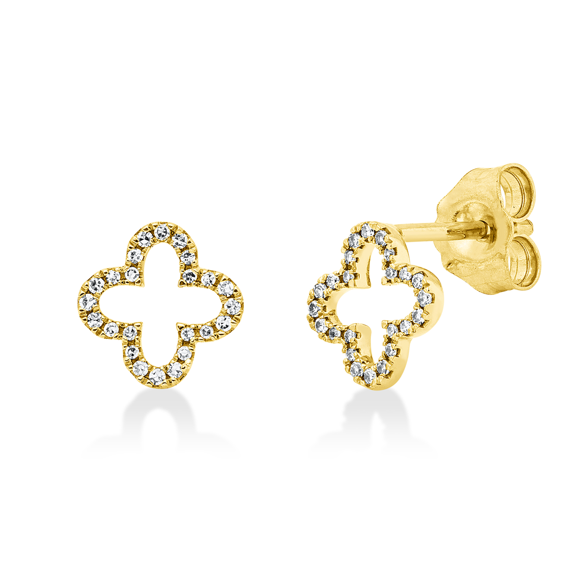 diamond single cut  modern woman studs in yellow gold