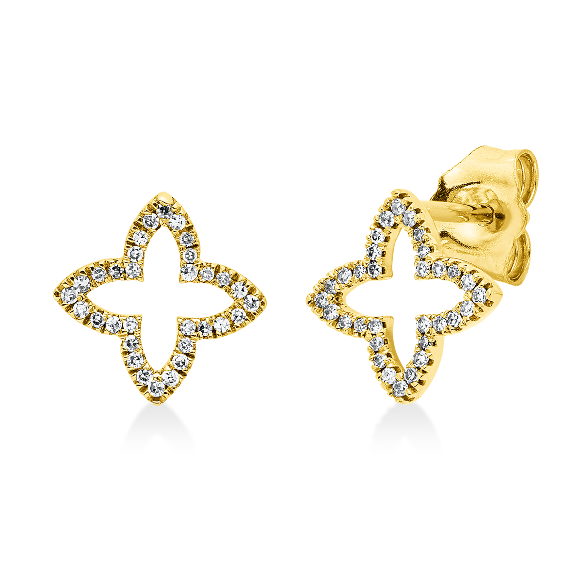 diamond single cut  modern woman studs in yellow gold