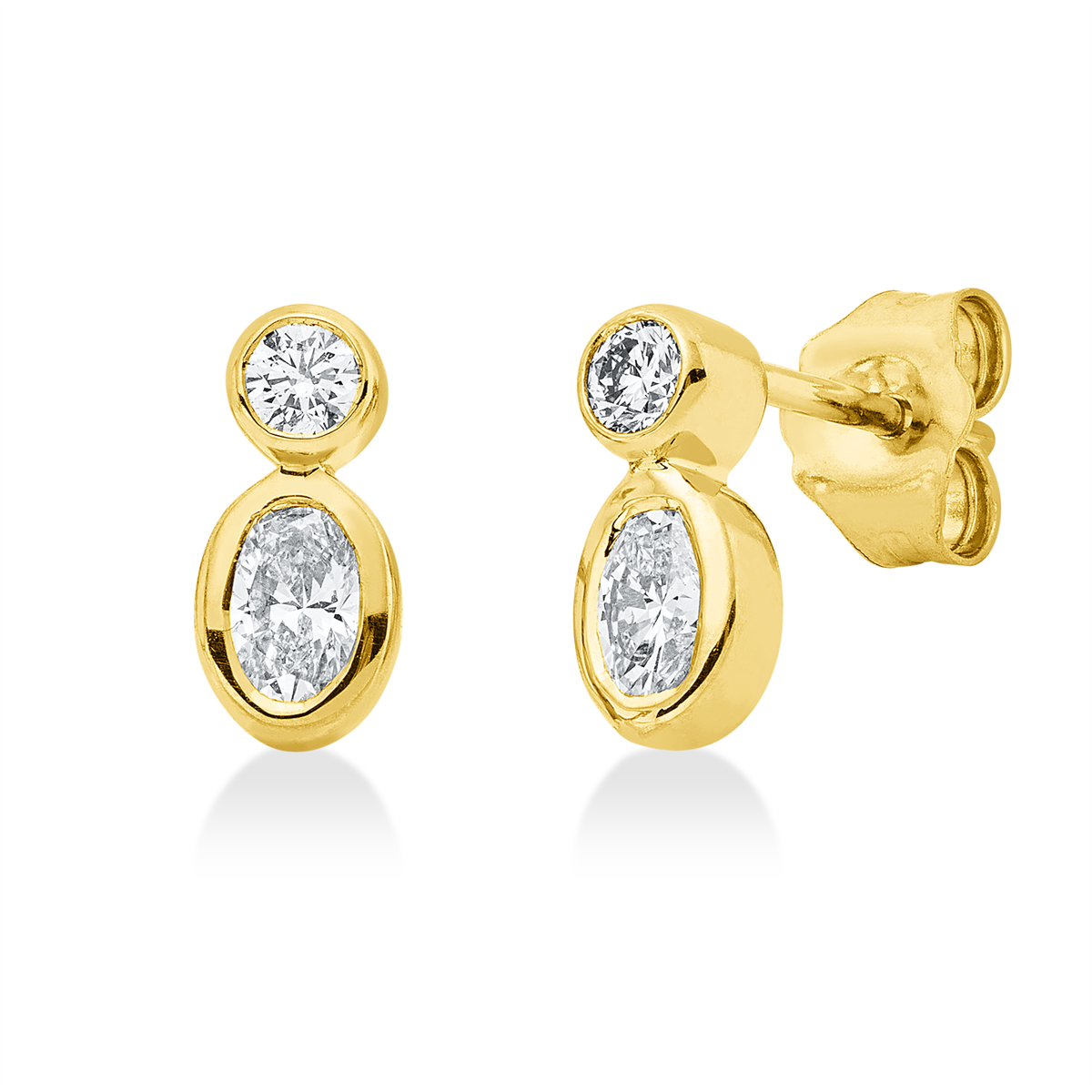 diamond full cut  solitaire with accent stones studs in yellow gold