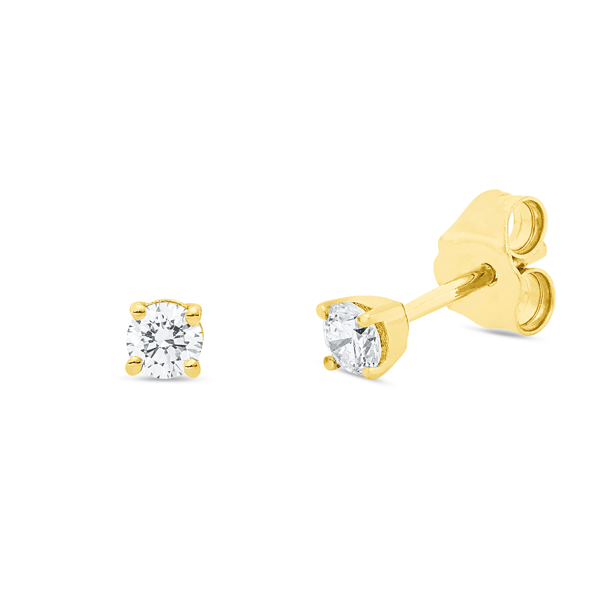 diamond full cut  solitaire studs in yellow gold