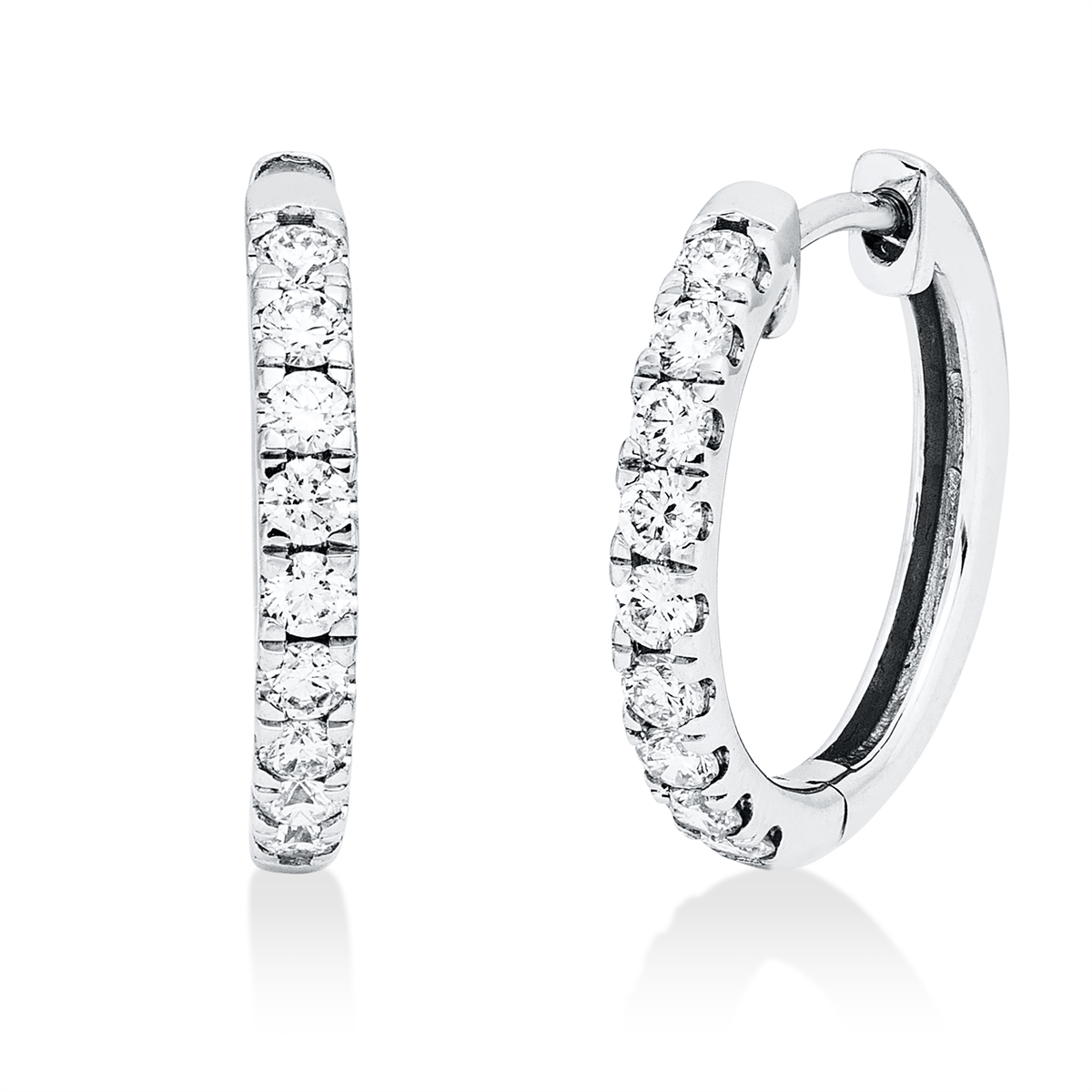 diamond full cut  modern woman hoops & huggies in white gold