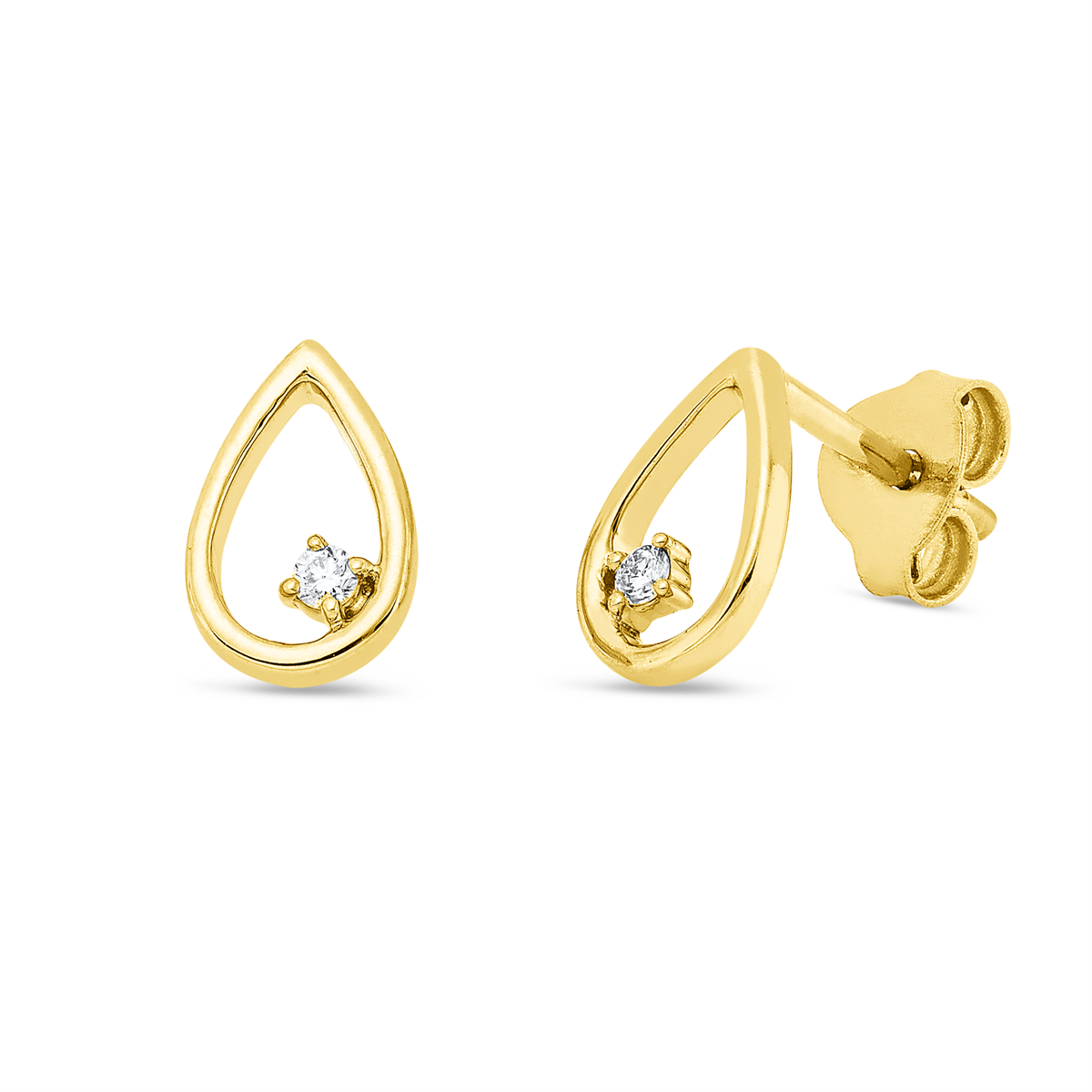 diamond full cut  modern woman studs in yellow gold