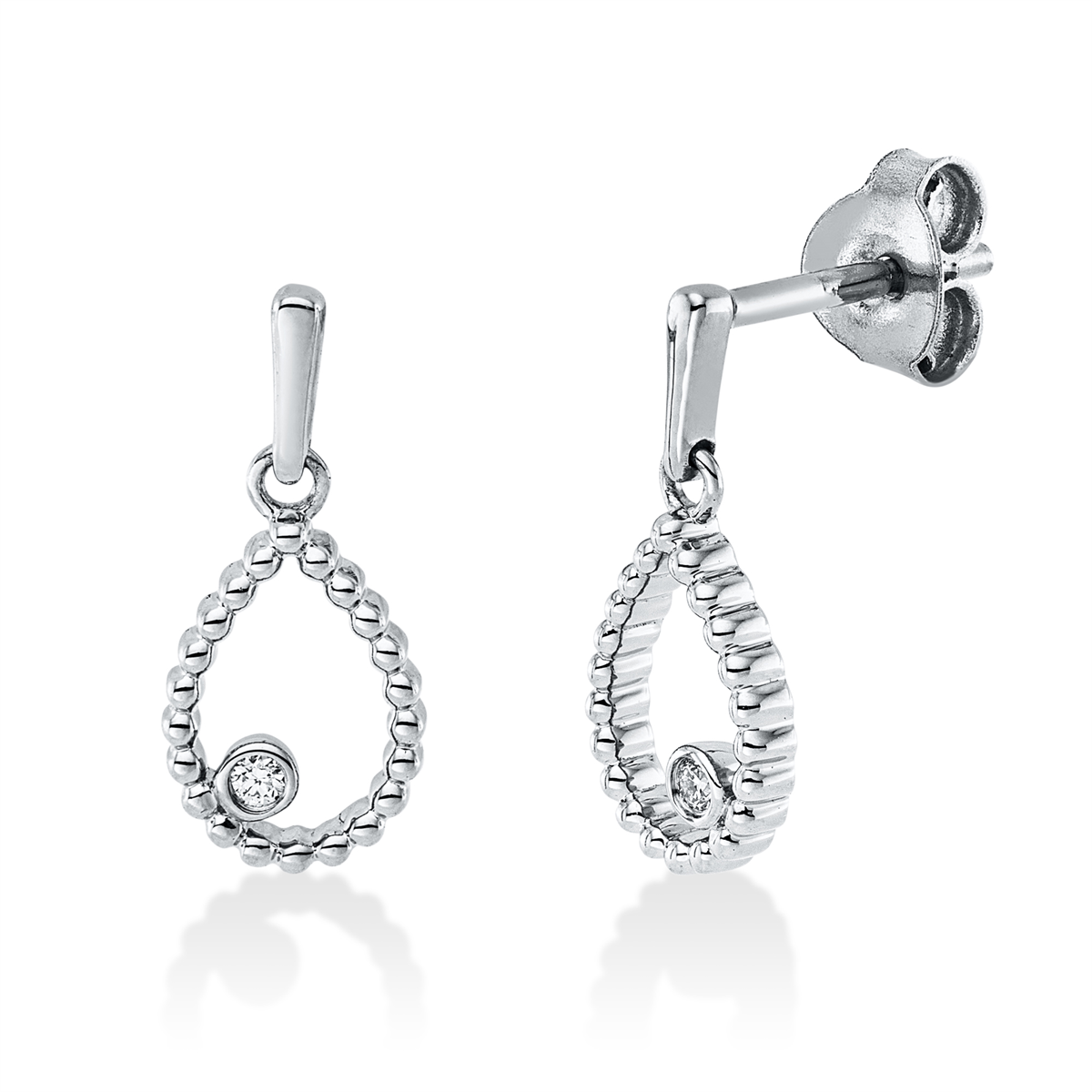 diamond full cut  modern woman earrings in white gold