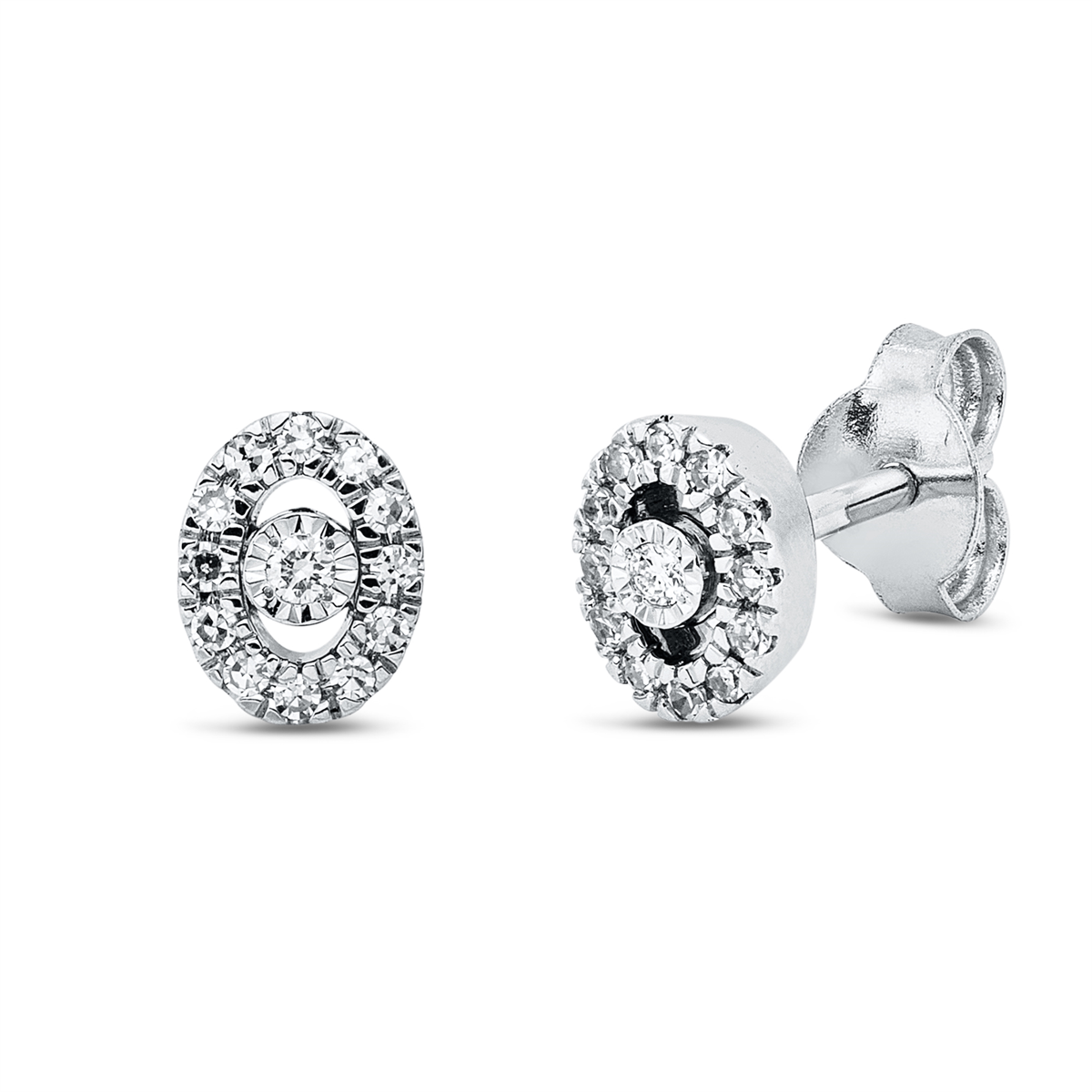diamond single cut  modern woman studs in white gold