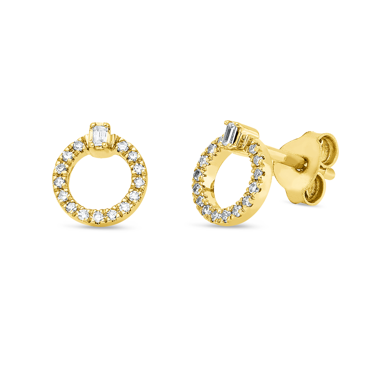 diamond single cut  modern woman studs in yellow gold