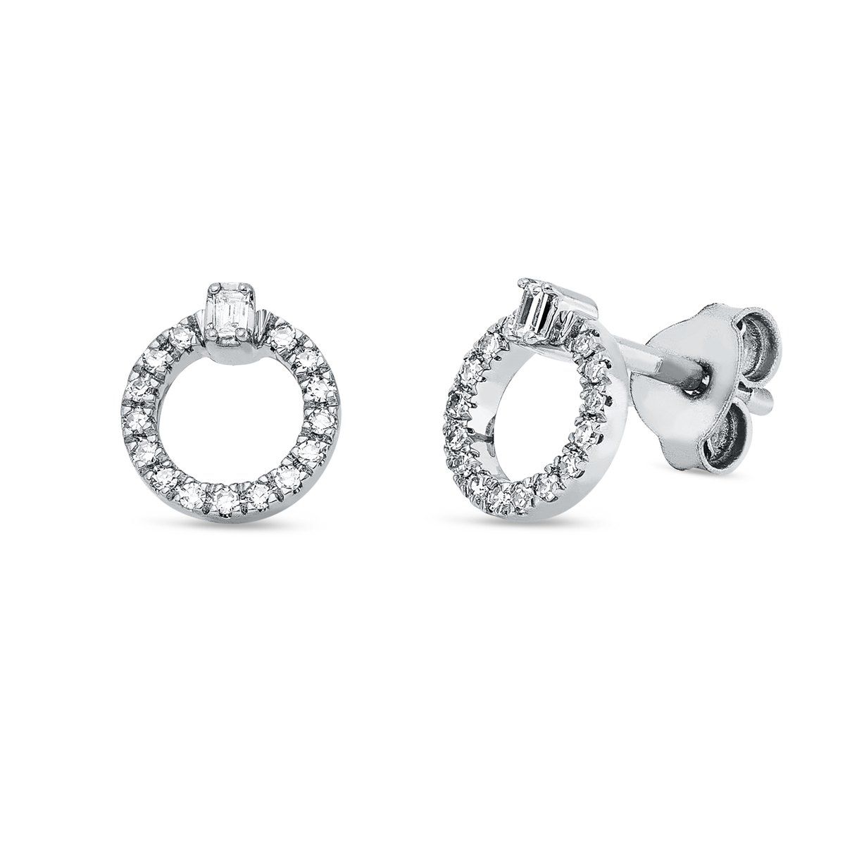diamond single cut  modern woman studs in white gold