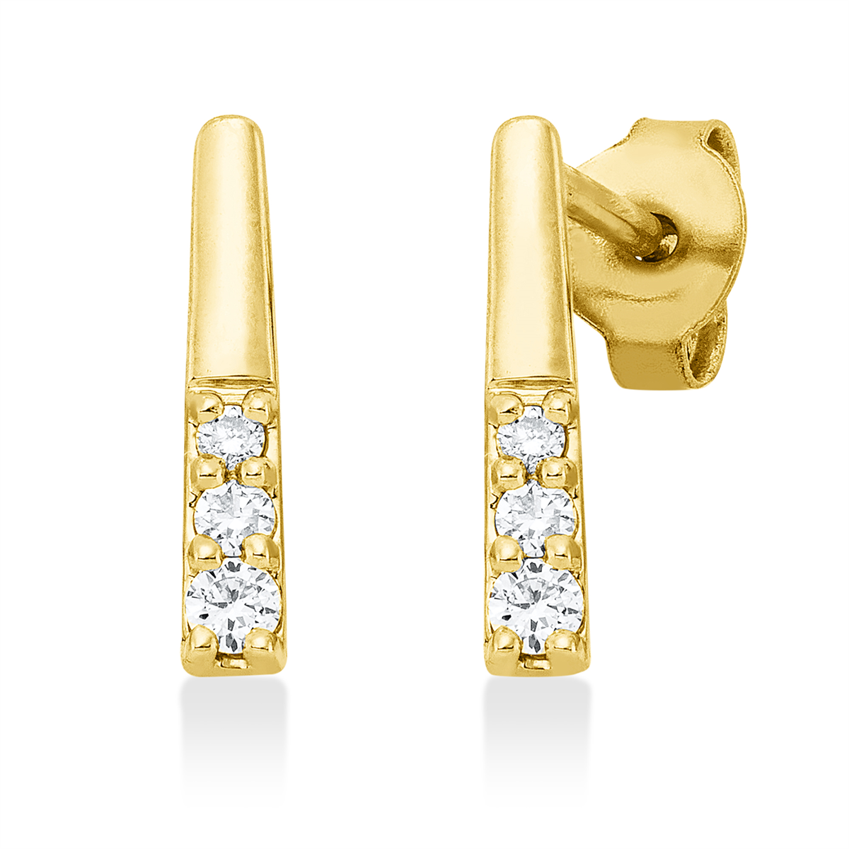 diamond full cut  modern woman studs in yellow gold