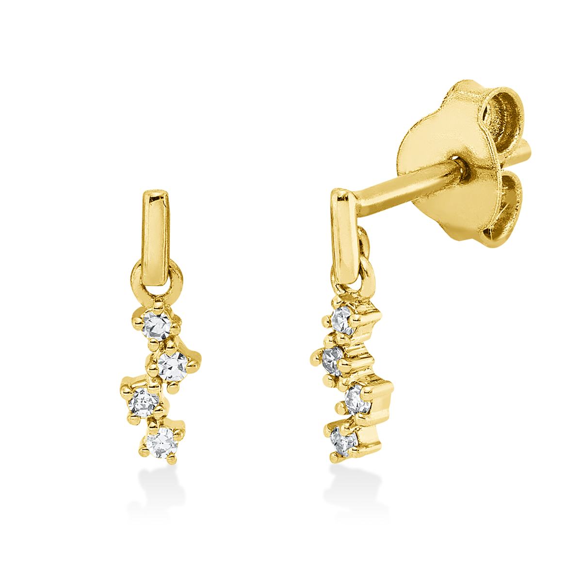 diamond single cut  modern woman earrings in yellow gold