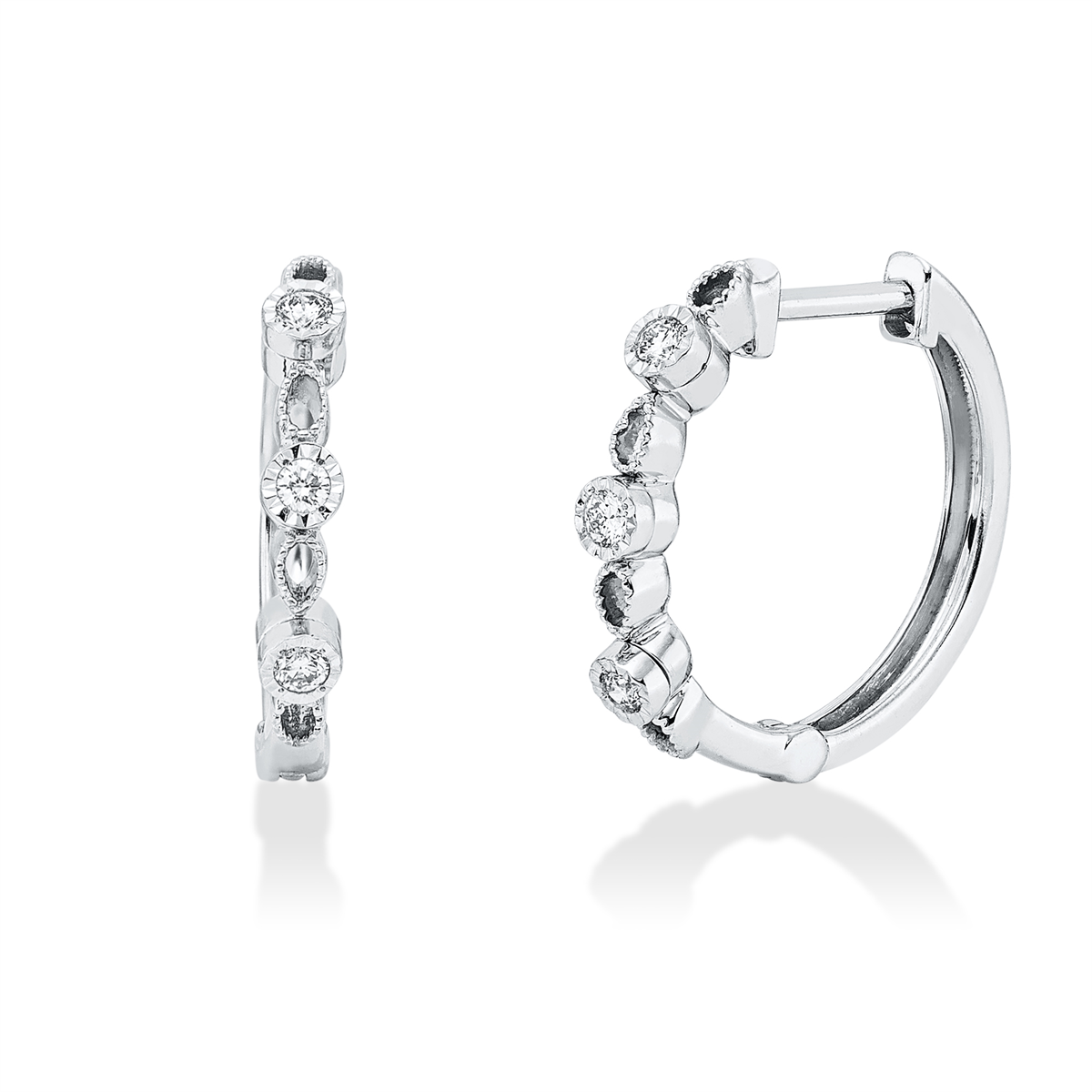 diamond full cut  multi-stone hoops & huggies in white gold