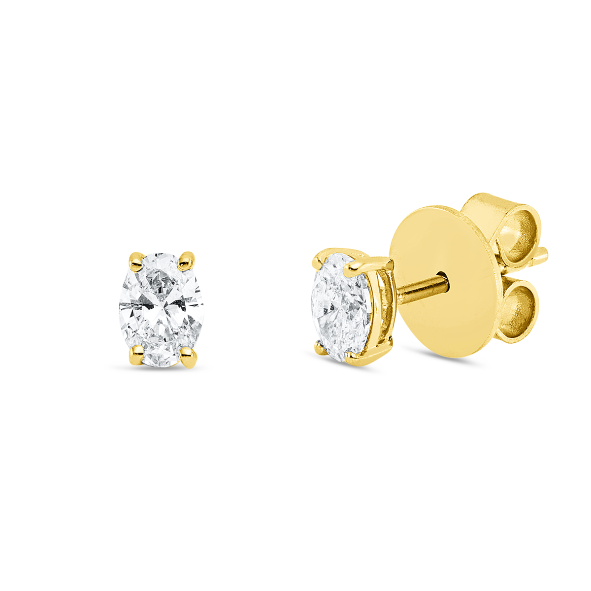 oval  solitaire studs in yellow gold