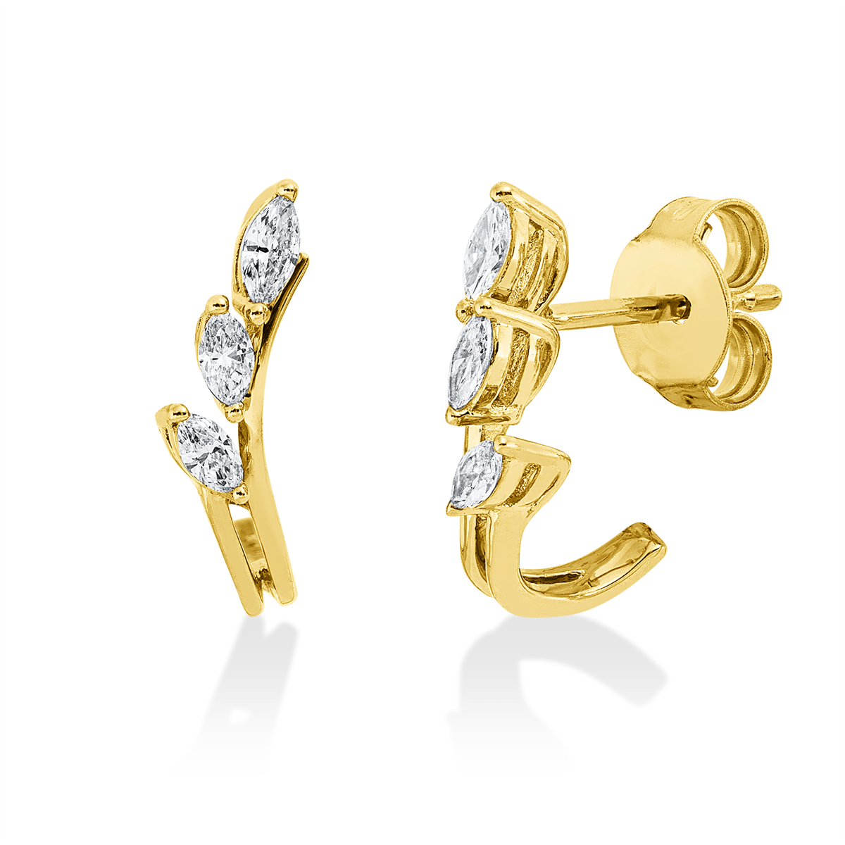 marquise  modern woman earrings in yellow gold
