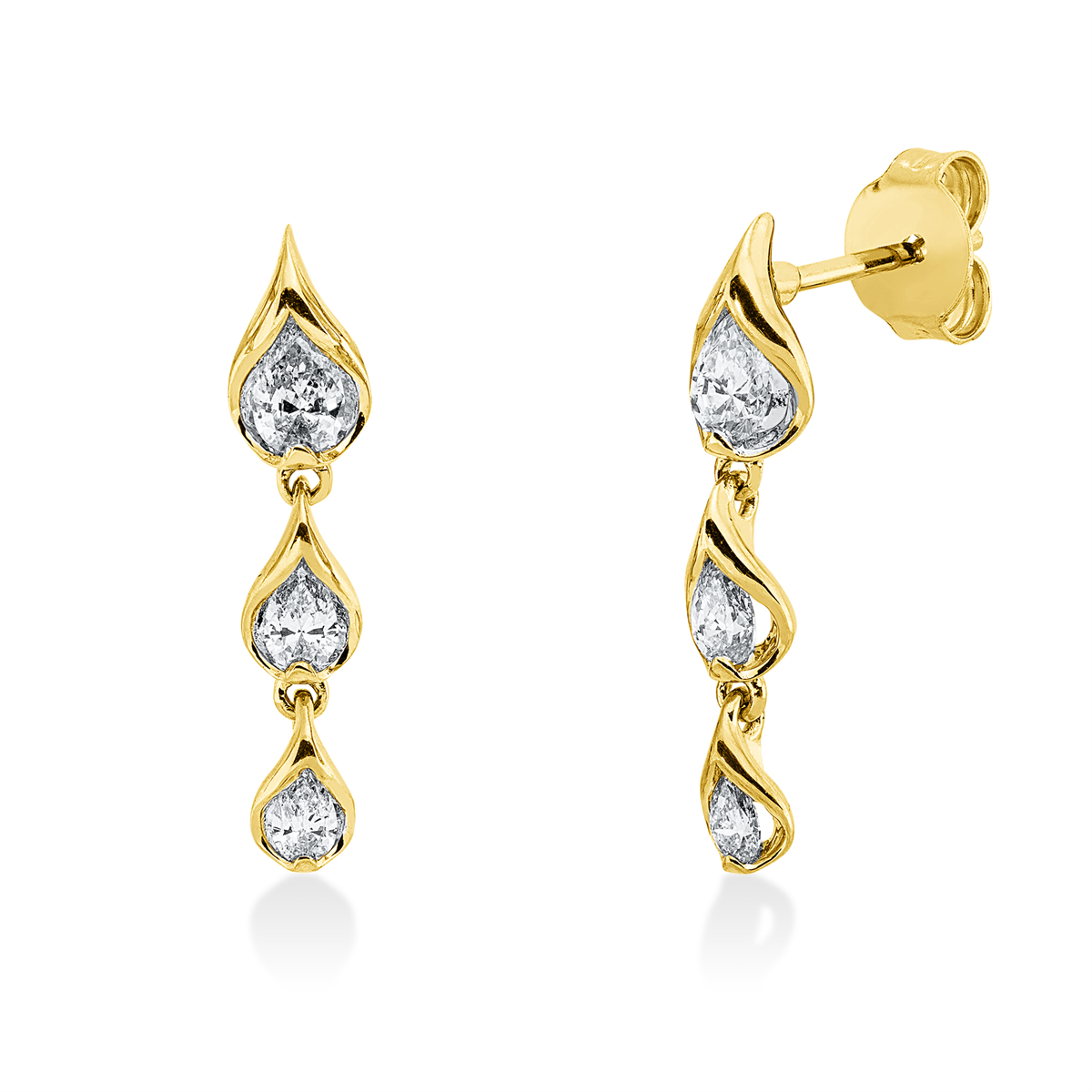 pear shape  modern woman earrings in yellow gold
