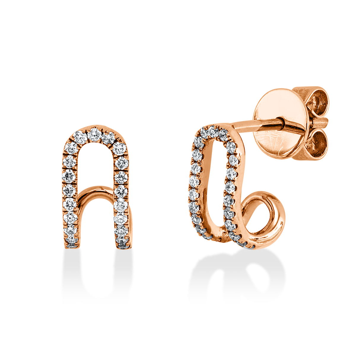 diamond full cut  modern woman studs in red gold