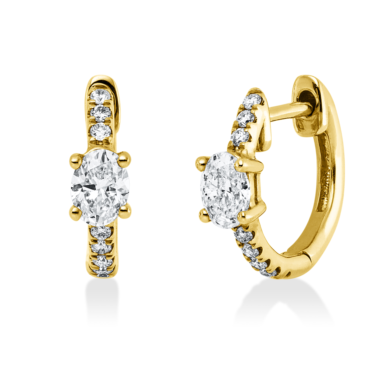 diamond full cut  modern woman hoops & huggies in yellow gold