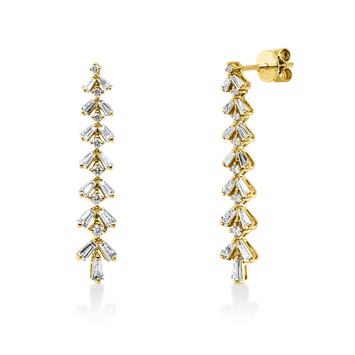 diamond full cut  modern woman earrings in yellow gold