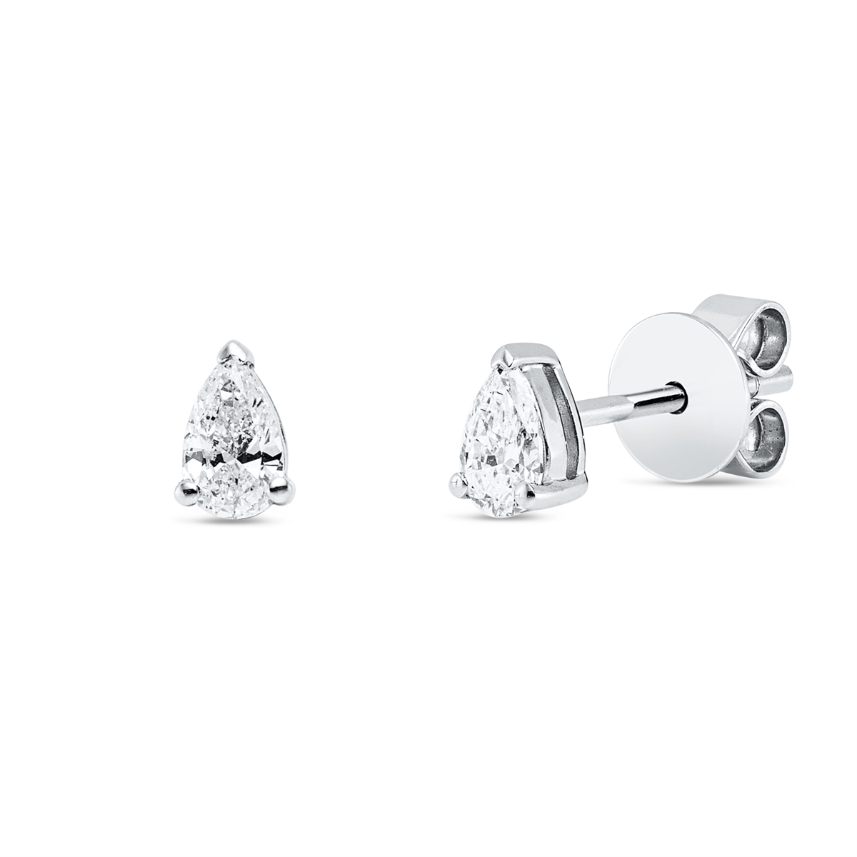 pear shape  solitaire studs in white gold