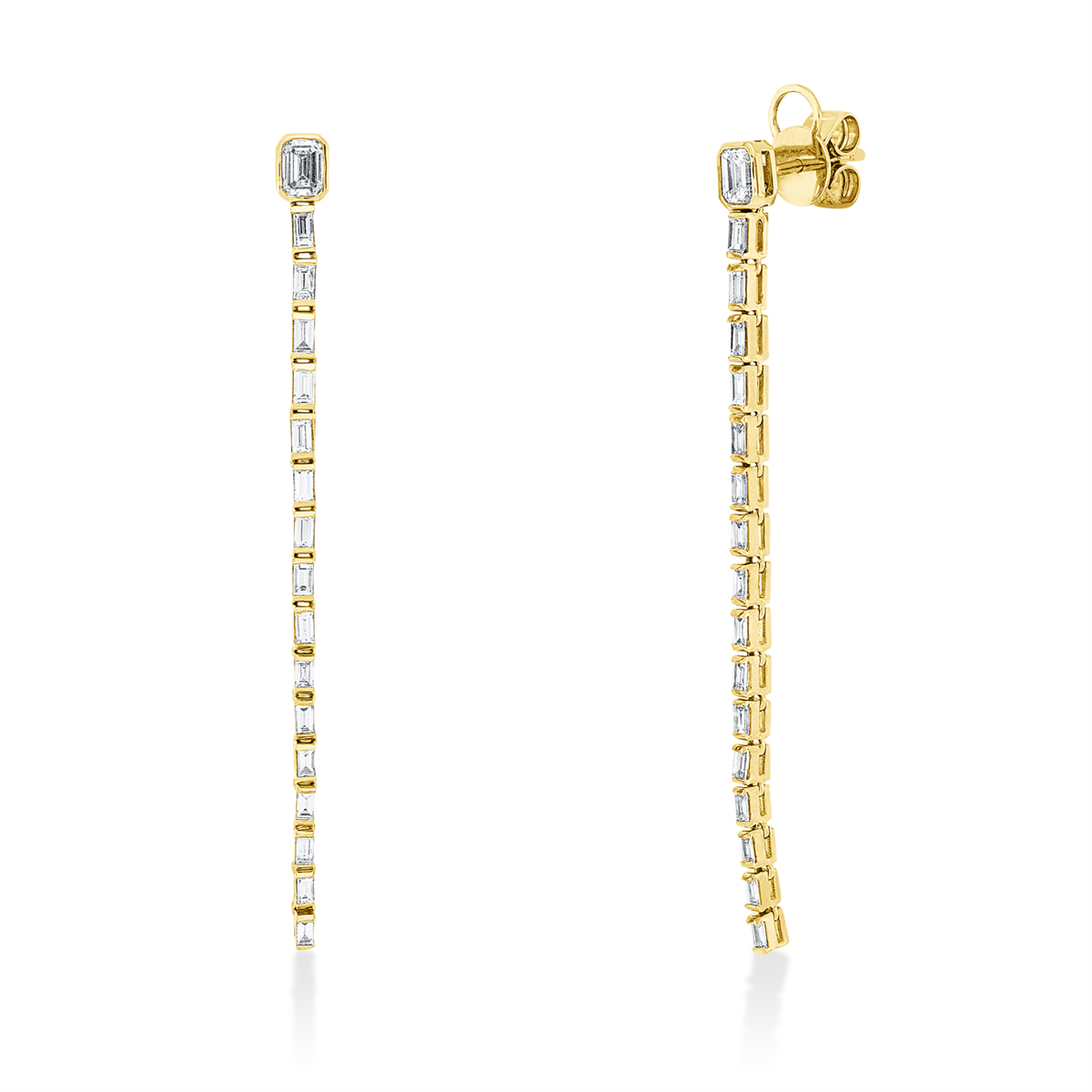 baguette  baguette earrings in yellow gold