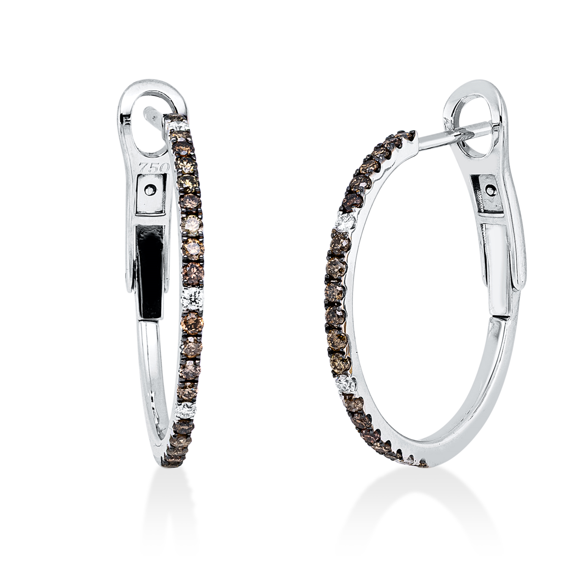 diamond full cut  fancy colored diamond hoops & huggies in white gold