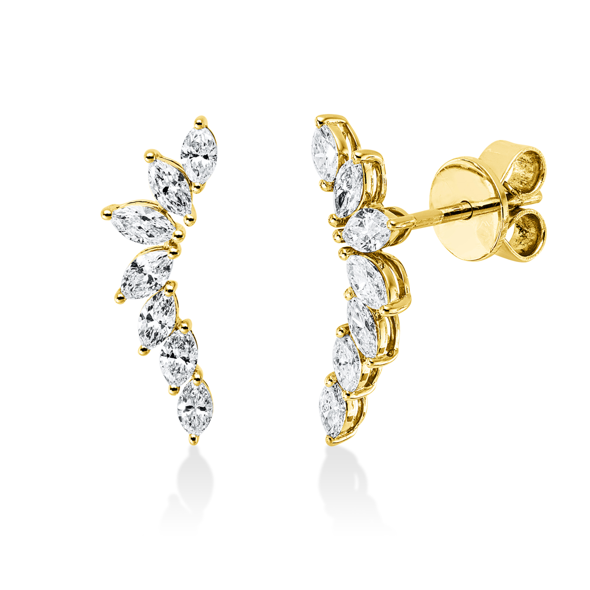 marquise  modern woman studs in yellow gold