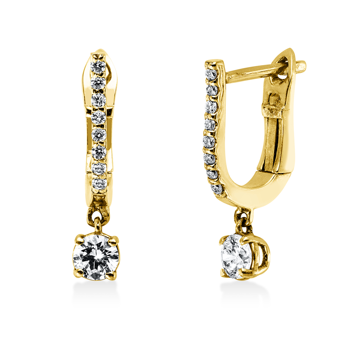 diamond full cut  modern woman hoops & huggies in yellow gold