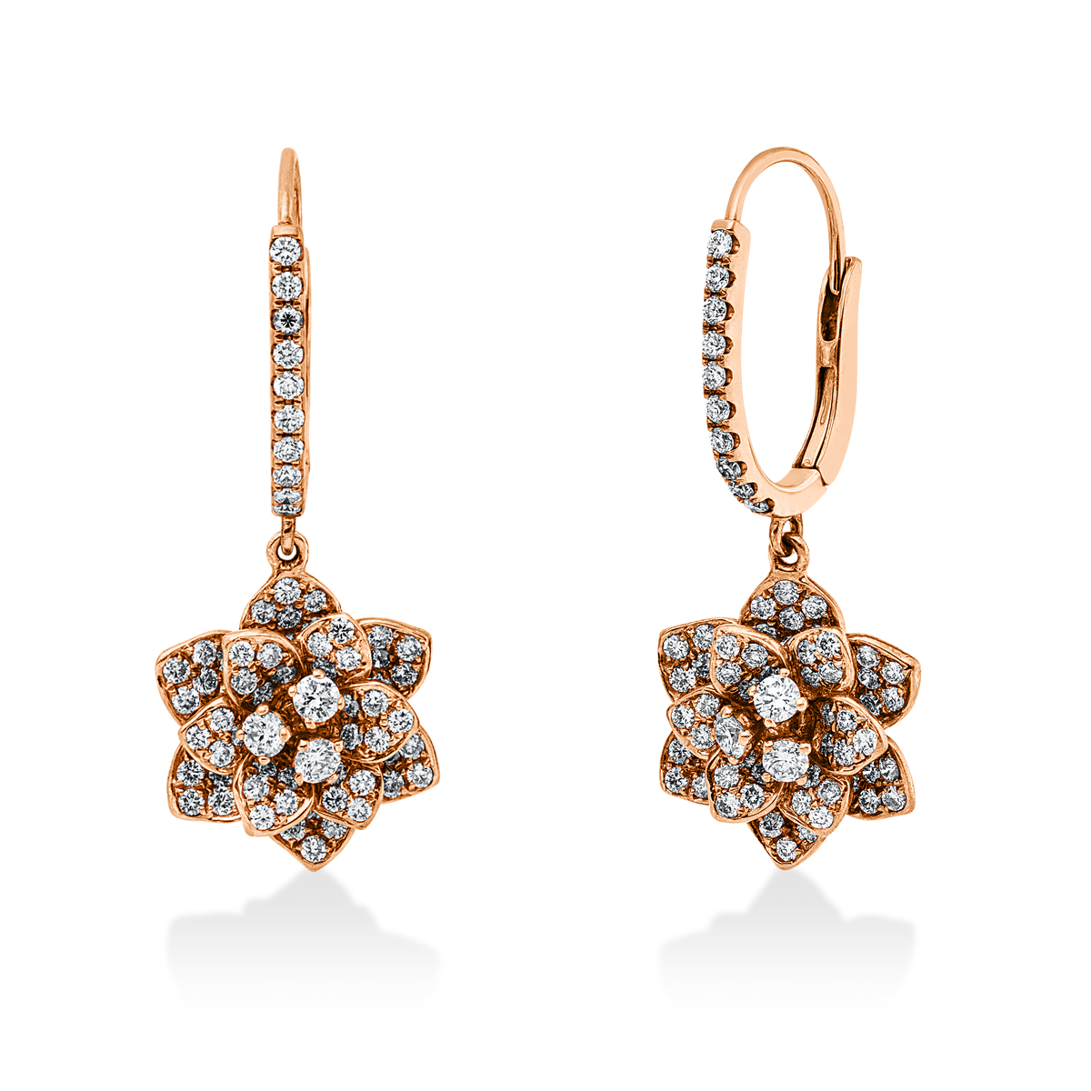 diamond full cut  exclusive earrings in red gold