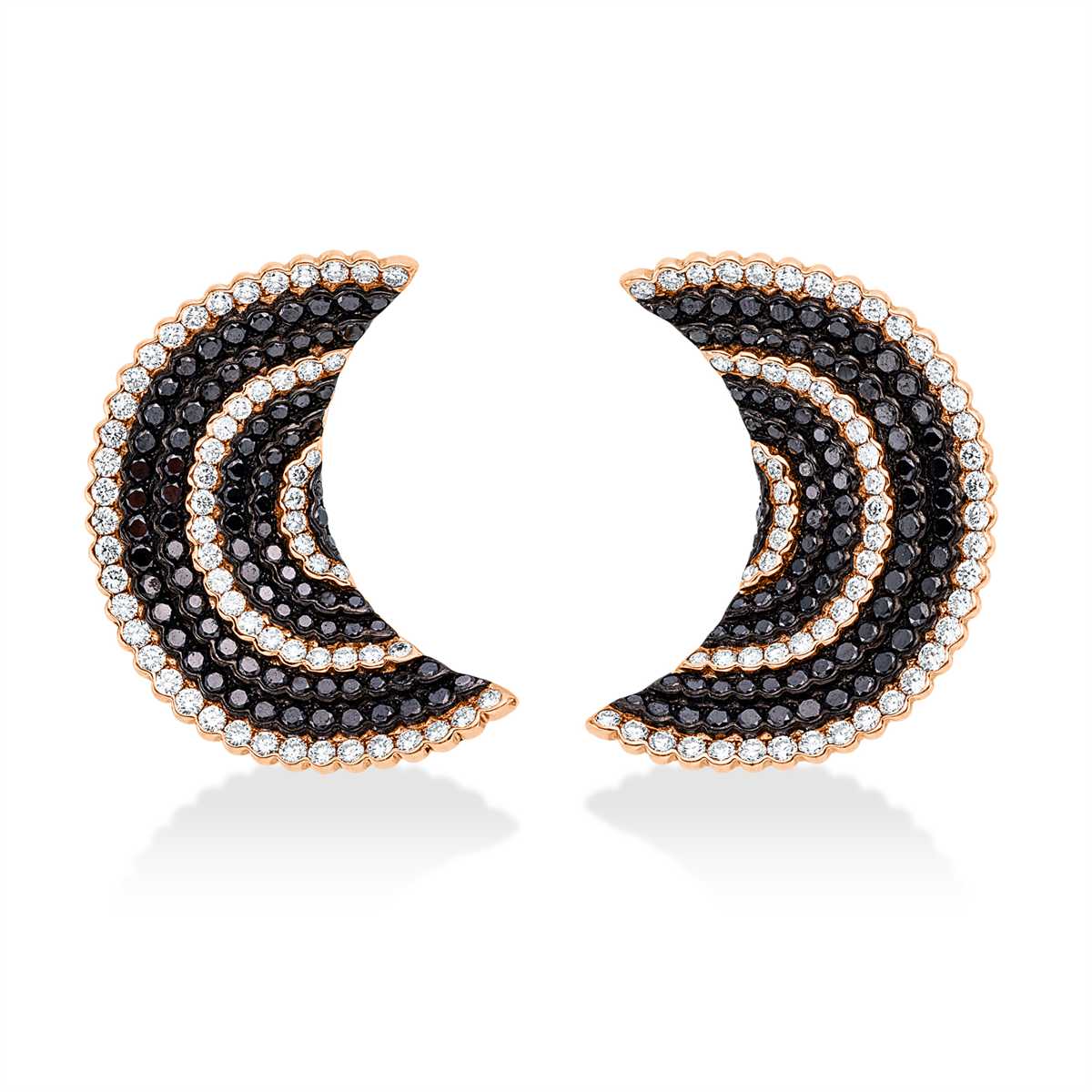 diamond full cut  fancy colored diamond earrings in red gold