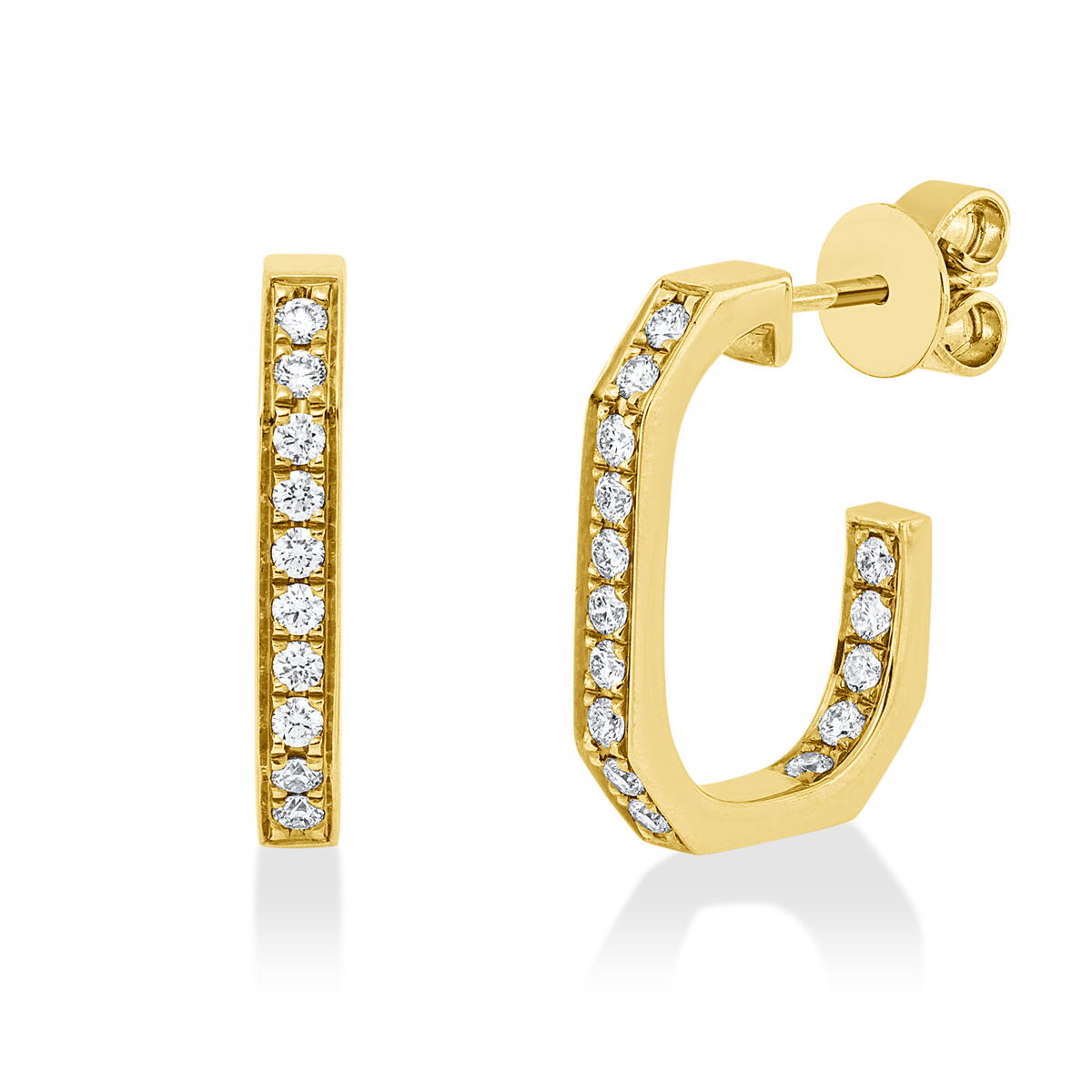 diamond full cut  modern woman earrings in yellow gold