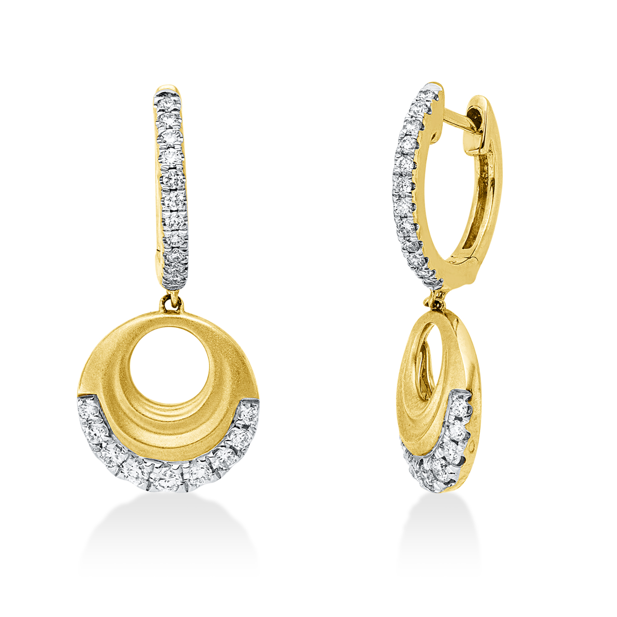 diamond full cut  modern woman earrings in yellow gold / white gold